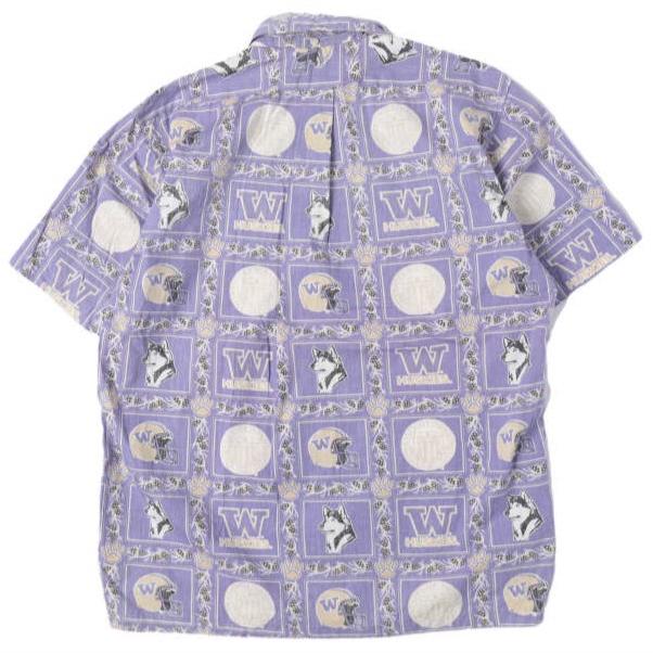 Reyn Spooner レインスプーナー 90s AMERICAN CLASSICS Washington Huskies プルオーバーBDシャツ S PURPLE ヴィンテージ 半袖 アロハ |  | 01