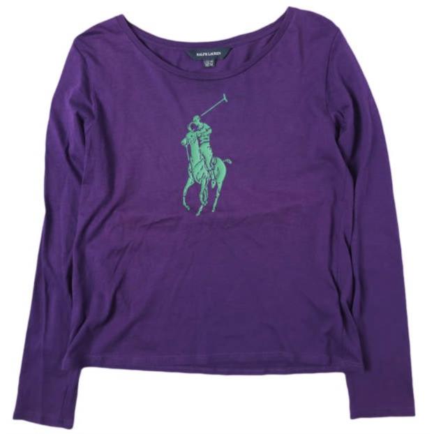 RALPH LAUREN ラルフローレン ビッグポニープリント ロングスリーブTシャツ GIRLS L(12-14) PURPLE 長袖 ナンバリング3 トップス g27406 | 