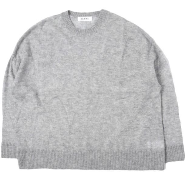 SACRA サクラ 21AW オーバーサイズ モヘヤクルーネックニット 121534082 38 GRAY セーター トップス g27425 | 