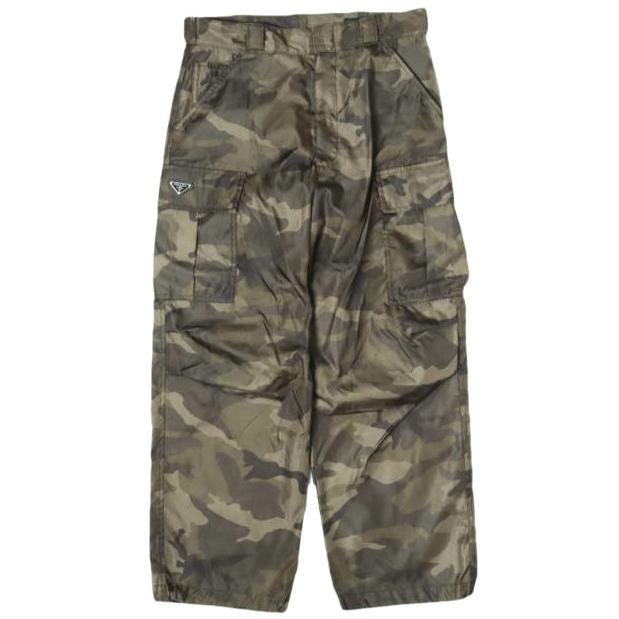 PRADA プラダ 23AW Camouflage Re-Nylon cargo pants 三角プレートロゴ カモフラージュ リナイロン カーゴパンツ SPH286 S222 14T5 M OLIVE | 