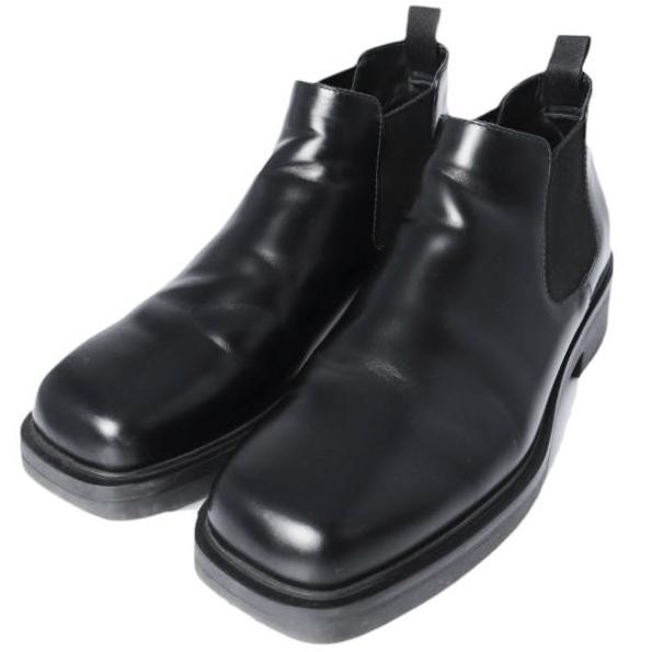 PRADA プラダ イタリア製 スクエアトゥブラッシュドレザーチェルシーブーツ 2TG208 81/2(27.5cm) BLACK サイドゴア シューズ g27443 | 