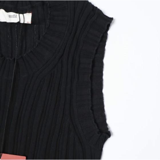 unfil アンフィル high twist cotton ribbed-knit sleeveless top リブニットスリーブレストップ WOSP-UW132 1 BLACK ノースリーブ ニット |  | 05
