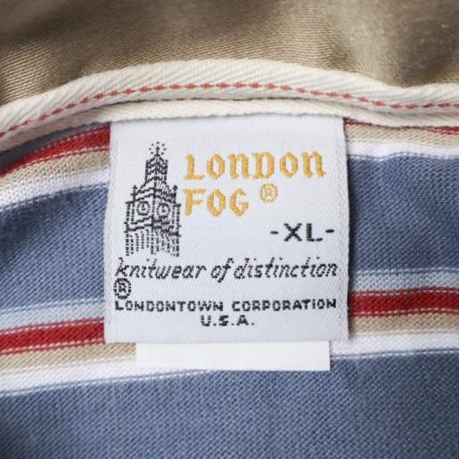 LONDON FOG ロンドンフォグ アメリカ製 ヴィンテージ ボーダーニットロングスリーブポロシャツ XL BLUE 長袖 MADE IN USA トップス g27457 |  | 02