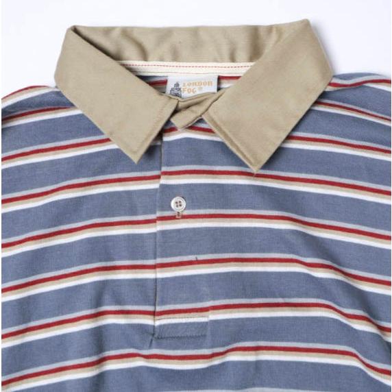 LONDON FOG ロンドンフォグ アメリカ製 ヴィンテージ ボーダーニットロングスリーブポロシャツ XL BLUE 長袖 MADE IN USA トップス g27457 |  | 03