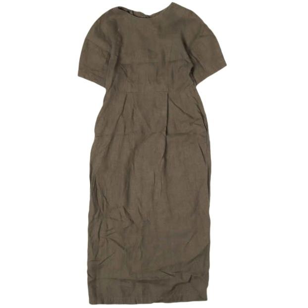 SAYAKADAVIS サヤカデイヴィス 日本製 バックリボンリネンワンピース SDR16-LIC XS BROWN 半袖 定価57,200円 ロング ドレス トップス | 