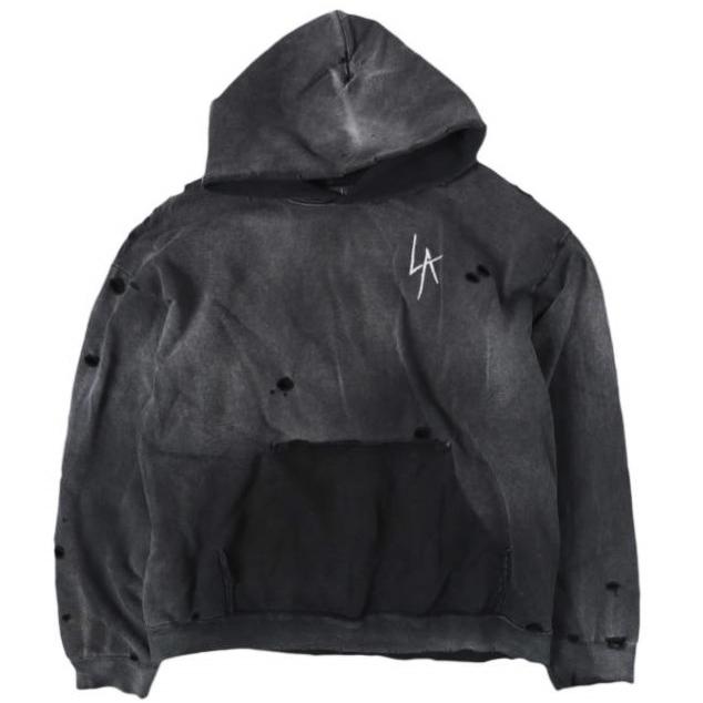 LOCAL AUTHORITY ローカルオーソリティー 25AW LA Slash Destroyed Hoodie デストロイ プルオーバー パーカー XL BLACK 定価72,600円 | 