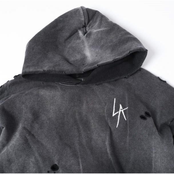 LOCAL AUTHORITY ローカルオーソリティー 25AW LA Slash Destroyed Hoodie デストロイ プルオーバー パーカー XL BLACK 定価72,600円 |  | 03