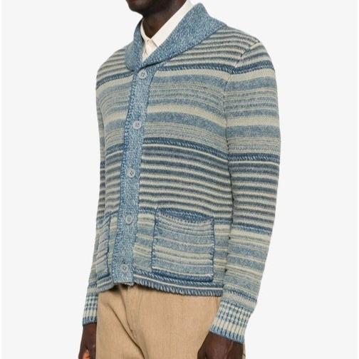 新品 RRL ダブルアールエル 26SS インディゴストライプドコットンリネンカーディガン MNRRSWE16820208 L Double RL 定価154,000円 ニット |  | 02