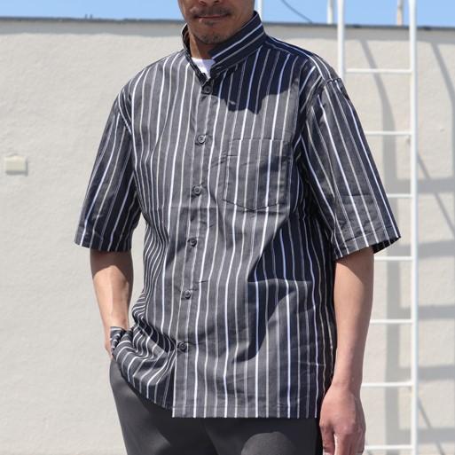 Upscape Audience アップスケープオーディエンス レジメンタルスタンドスモールカラー ハーフスリーブシャツ MADE IN JAPAN AUD6209 M BLK |  | 02