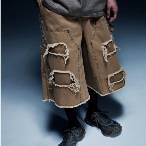 Danke Schon ダンケシェーン 26SS STUDS W-KNEE DUCK SHORTS スタッズ