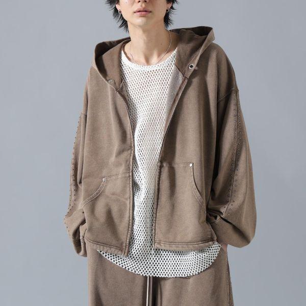 新品 Danke Schon ダンケシェーン 26SS WEB＆DEPOT限定 STUDS SWEAT ZIP HOODIE スタッズ スウェットジップアップパーカー 250932-OT L BRN |  | 02