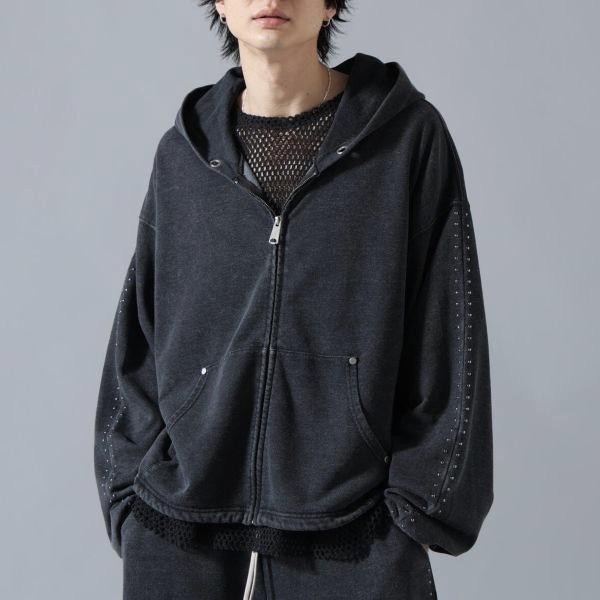 新品 Danke Schon ダンケシェーン 26SS WEB＆DEPOT限定 STUDS SWEAT ZIP HOODIE スタッズ スウェットジップアップパーカー 250932-OT L |  | 02