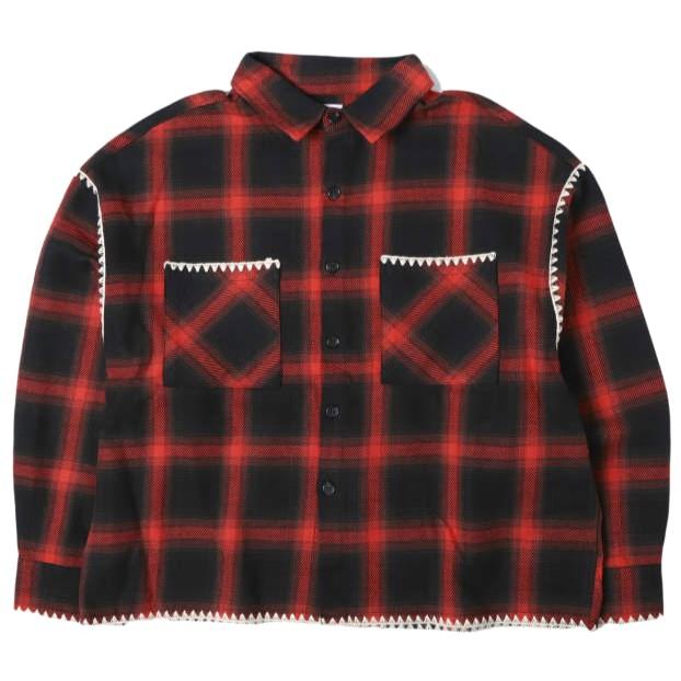 B omnivore ビーオムニボー 26SS HAND STITCH SHIRT ハンドステッチシャツ 26S-SHL223-BV L RED 長袖 チェック フランネル BEAVER g27560 | 
