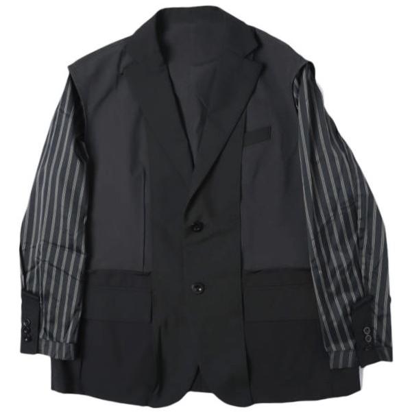 sacai サカイ 24SS 日本製 Suiting Jacket  ハイブリッド スーチングジャケット 24-03265M 1 BLACK テーラード ドッキング アウター g27569 | 