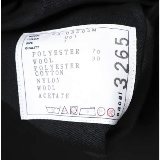 sacai サカイ 24SS 日本製 Suiting Jacket  ハイブリッド スーチングジャケット 24-03265M 1 BLACK テーラード ドッキング アウター g27569 |  | 05