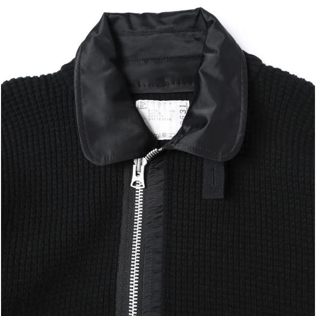 sacai サカイ 21AW 日本製 Wool Knit Blouson ニットドッキングMA-1ジャケット 21-02631M  1 BLACK ブルゾン アウター g27570 |  | 04