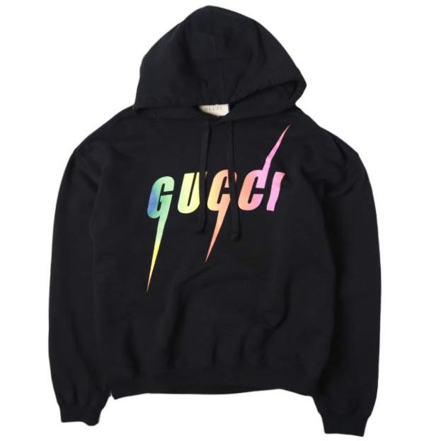 GUCCI グッチ イタリア製 Blade Print Hoodie ブレードロゴプリント スウェットプルオーバーパーカー 700120 XJFL9 M BLACK 裏毛 トップス | 