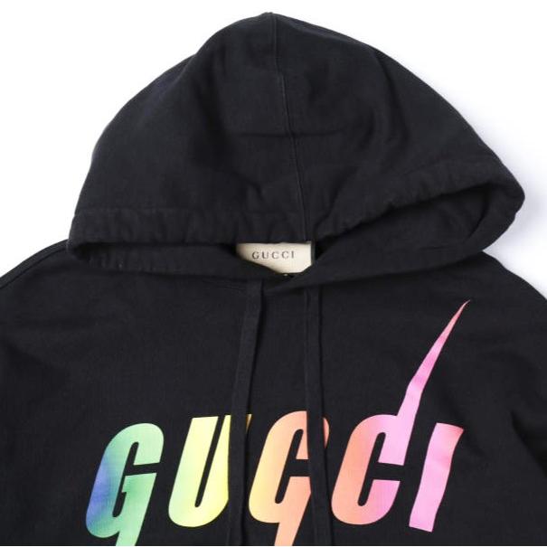 GUCCI グッチ イタリア製 Blade Print Hoodie ブレードロゴプリント スウェットプルオーバーパーカー 700120 XJFL9 M BLACK 裏毛 トップス |  | 04