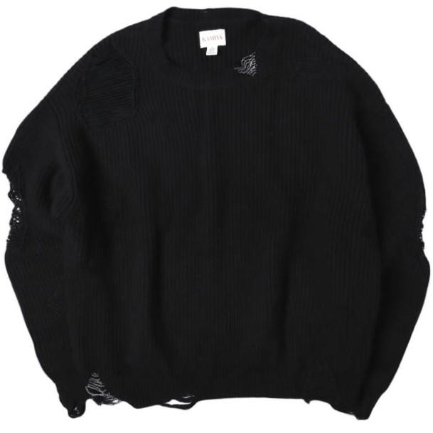KAMIYA カミヤ 24AW Super Repair Knit Pullover スーパーリペアニットプルオーバー G13PO058 L BLACK MYne MAISON MIHARA YASUHIRO | 