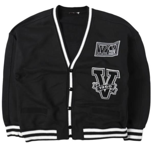 VALENTINO ヴァレンティノ 23SS イタリア製 V Crew Patches Cardigan スタジャン スウェットカーディガン 2V3MF24R93D M BLACK ロゴパッチ | 