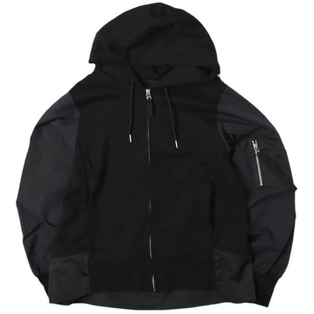 Maison ULA メゾンウラ 25SS MA-1 HOODIE ドッキング フライトジップパーカー 6244-08002 1 BLACK ROYAL FLASH トップス g27587 | 
