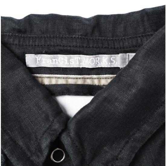 FranCisT_MOR.K.S. フランシストモークス LINEN-2HOOK-WIRED-H/S SHIRT リネン2ホックワイヤーハーフスリーブシャツ MS3025 3 BLACK 五分袖 |  | 02