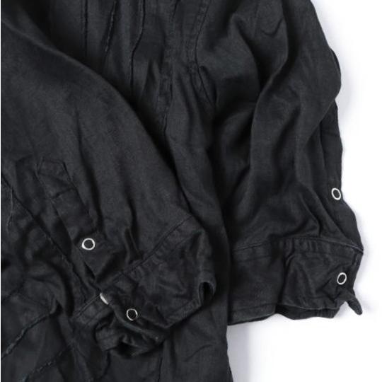 FranCisT_MOR.K.S. フランシストモークス LINEN-2HOOK-WIRED-H/S SHIRT リネン2ホックワイヤーハーフスリーブシャツ MS3025 3 BLACK 五分袖 |  | 04