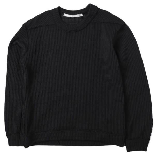 FranCisT_MOR.K.S. フランシストモークス STRIPE CORD KNIT PULLOVER リバースクルーネックニット 3 BLACK セーター トップス g27601 | 