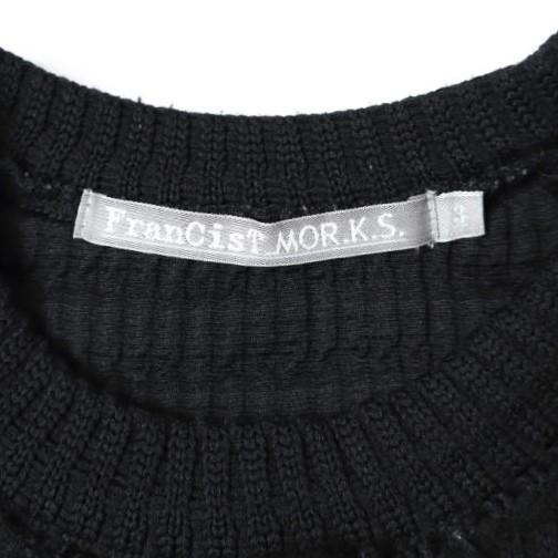 FranCisT_MOR.K.S. フランシストモークス STRIPE CORD KNIT PULLOVER リバースクルーネックニット 3 BLACK セーター トップス g27601 |  | 02