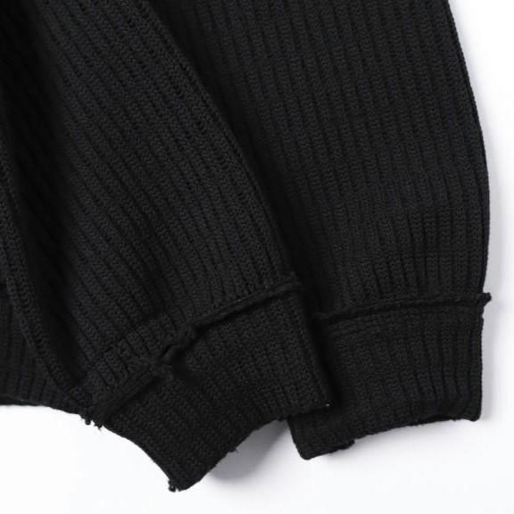FranCisT_MOR.K.S. フランシストモークス STRIPE CORD KNIT PULLOVER リバースクルーネックニット 3 BLACK セーター トップス g27601 |  | 04