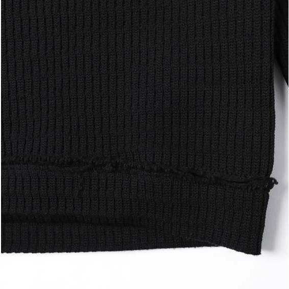 FranCisT_MOR.K.S. フランシストモークス STRIPE CORD KNIT PULLOVER リバースクルーネックニット 3 BLACK セーター トップス g27601 |  | 05