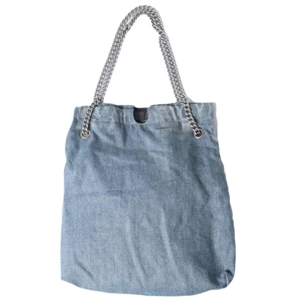 BALENCIAGA バレンシアガ Crush Denim Tote Bag Midium クラッシュ デニムトートバッグ ミディアム 742941 Indigo チェーン ショルダー |  | 01