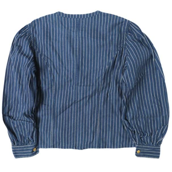 BEAMS BOY ビームスボーイ 日本製 ウォバッシュストライプノーカラーシャツ  1311-0016-818 ONE SIZE Indigo 長袖 バンドカラー トップス |  | 01