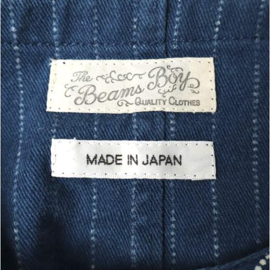 BEAMS BOY ビームスボーイ 日本製 ウォバッシュストライプノーカラーシャツ  1311-0016-818 ONE SIZE Indigo 長袖 バンドカラー トップス |  | 02