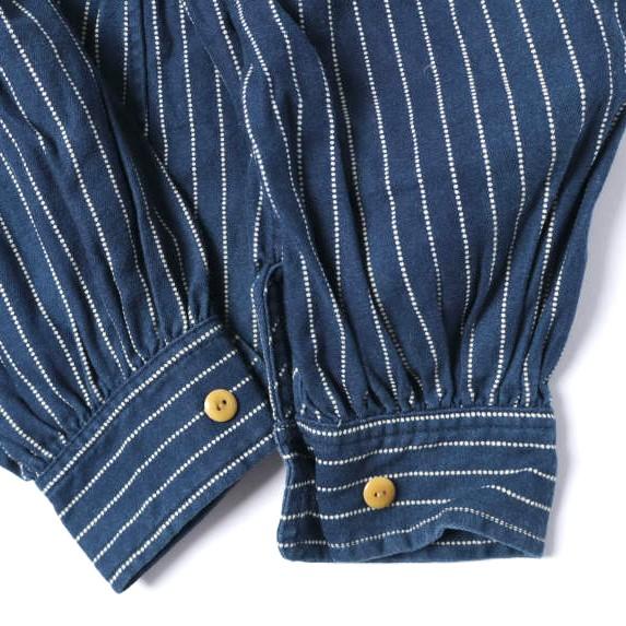 BEAMS BOY ビームスボーイ 日本製 ウォバッシュストライプノーカラーシャツ  1311-0016-818 ONE SIZE Indigo 長袖 バンドカラー トップス |  | 05