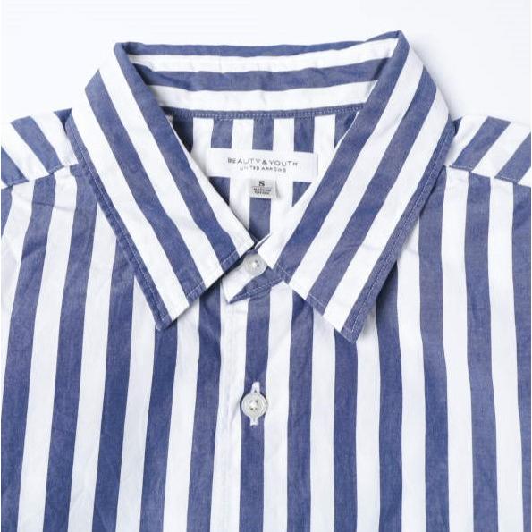 BEAUTY＆YOUTH UNITED ARROWS ビューティーアンドユース ロンドンストライプショートスリーブシャツ 1216-149-2058 S NAVY/WHITE 半袖 |  | 03