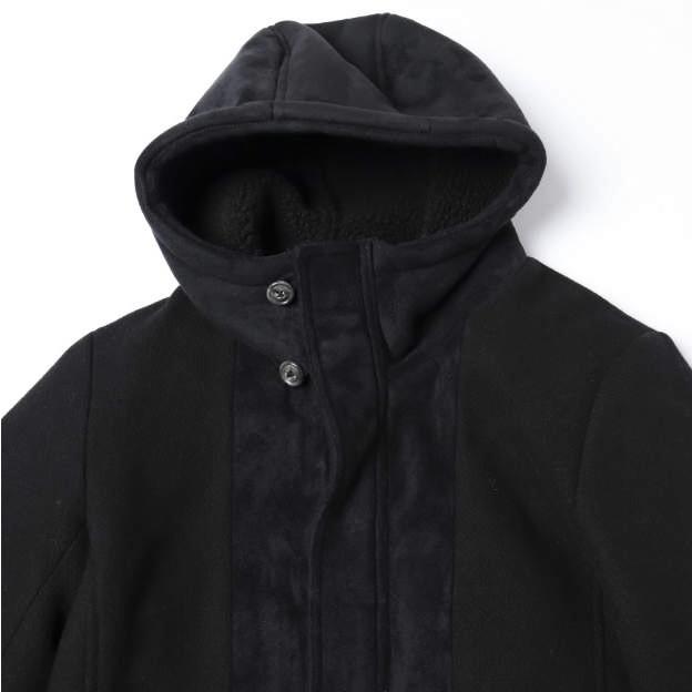 HALB ハルプ フェイクムートン フーデッドコート 5017593031 5(M) BLACK メルトン ボア Kiminori Morishita アウター g27648 |  | 03