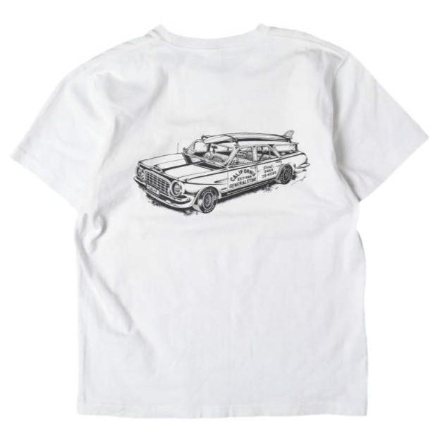 California General Store カリフォルニア ジェネラルストア CAR PRINT TEE ヘビーウェイトコットン カラープリントTシャツ M WHITE CGS. | 