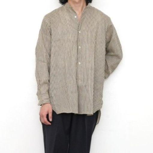 MAATEE＆SONS マーティーアンドサンズ 24SS C/L/N BAND COLLAR SHIRT 強撚ヒッコリー バンドカラーシャツ MT4103-0604B 3 NAVY STRIPE |  | 02