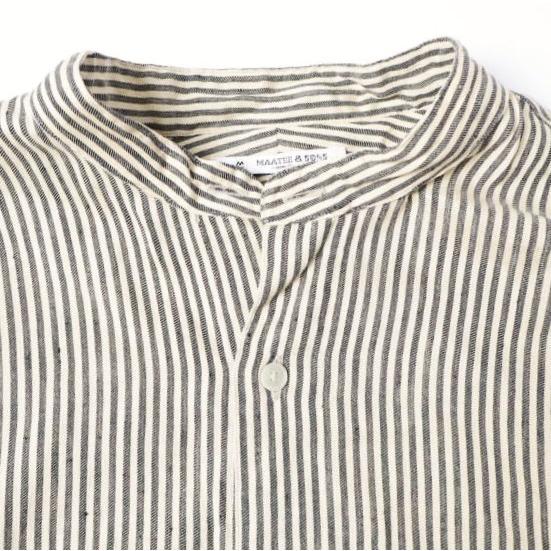 MAATEE＆SONS マーティーアンドサンズ 24SS C/L/N BAND COLLAR SHIRT 強撚ヒッコリー バンドカラーシャツ MT4103-0604B 3 NAVY STRIPE |  | 04