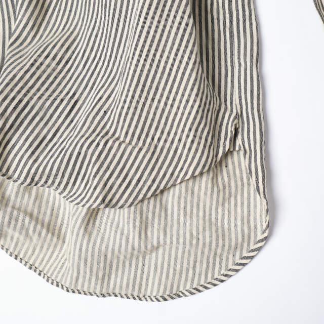 MAATEE＆SONS マーティーアンドサンズ 24SS C/L/N BAND COLLAR SHIRT 強撚ヒッコリー バンドカラーシャツ MT4103-0604B 3 NAVY STRIPE |  | 06