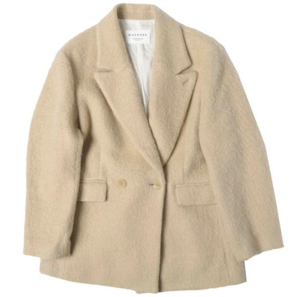 MACPHEE マカフィー 24AW モヘヤシャギー ダブルブレストジャケット 12-07-44-07333 36 ライトベージュ トゥモローランド 定価49,500円 | 