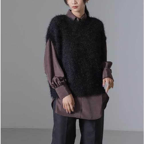 nano universe ナノユニバース 24AW フェザーヤーンクロップド丈前後2wayニットベスト 673-4222344 Free BLACK ジレ トップス g27676 |  | 03