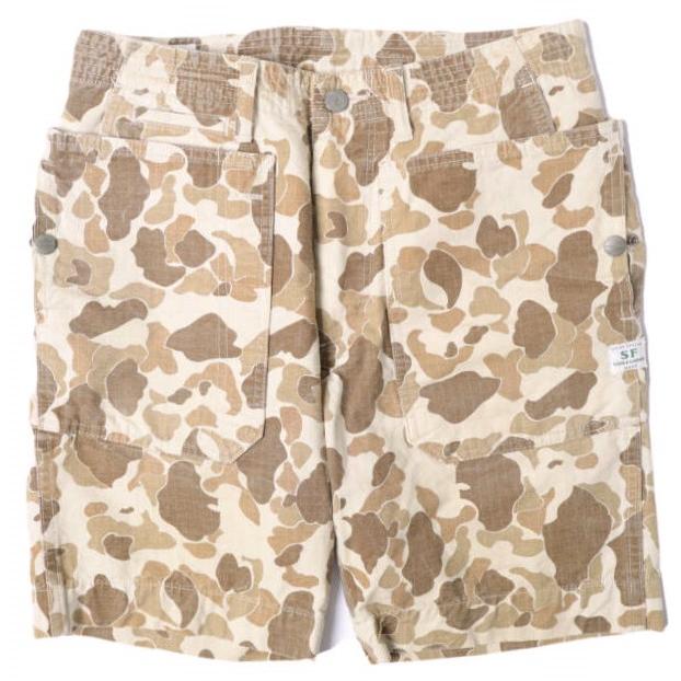 SASSAFRAS ササフラス Fall Leaf Pants 1/2 RIPSTOP CAMO フォールリーフハーフパンツ ダック リップストップ S HUNTER CAMO ショーツ | 