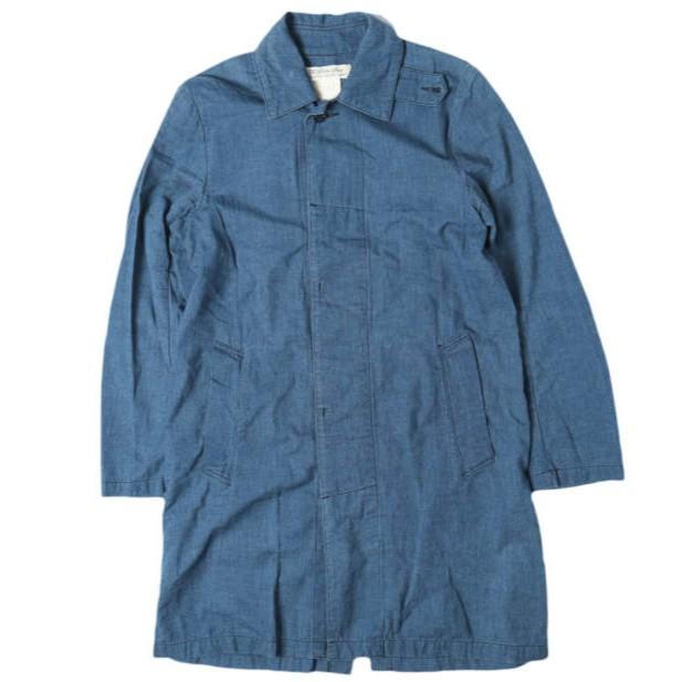 REMI RELIEF レミレリーフ 日本製 縦横シャンブレーコート S Indigo Blue ステンカラーコート スプリングコート ショップコート アウター | 