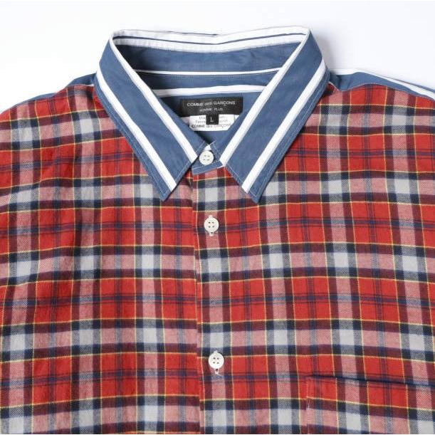 COMME des GARCONS HOMME PLUS コムデギャルソンオムプリュス 20AW チェック＆ストライプ ドッキングシャツ PF-B021 L RED パッチワーク |  | 03