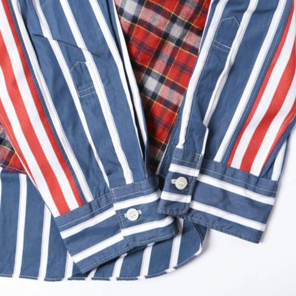 COMME des GARCONS HOMME PLUS コムデギャルソンオムプリュス 20AW チェック＆ストライプ ドッキングシャツ PF-B021 L RED パッチワーク |  | 04