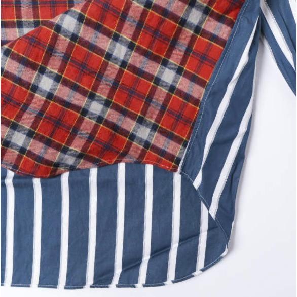 COMME des GARCONS HOMME PLUS コムデギャルソンオムプリュス 20AW チェック＆ストライプ ドッキングシャツ PF-B021 L RED パッチワーク |  | 05