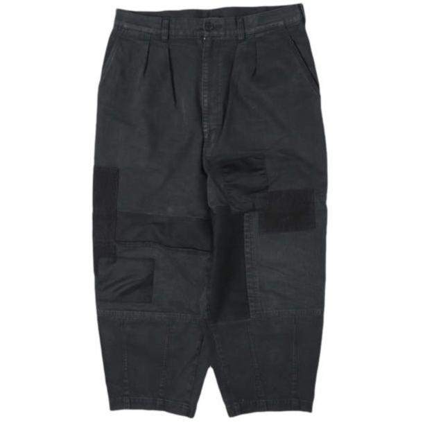 COMME des GARCONS HOMME コムデギャルソンオム 22AW 日本製 異素材 パッチワーク2タックワイドパンツ HJ-P010 M BLACK テーパード g27729 | 