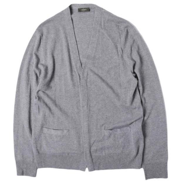 Berluti ベルルッティ イタリア製 レザーディテール カシミヤVネックカーディガン R14KCL51YABX M GRAY ニット トップス g27734 | 